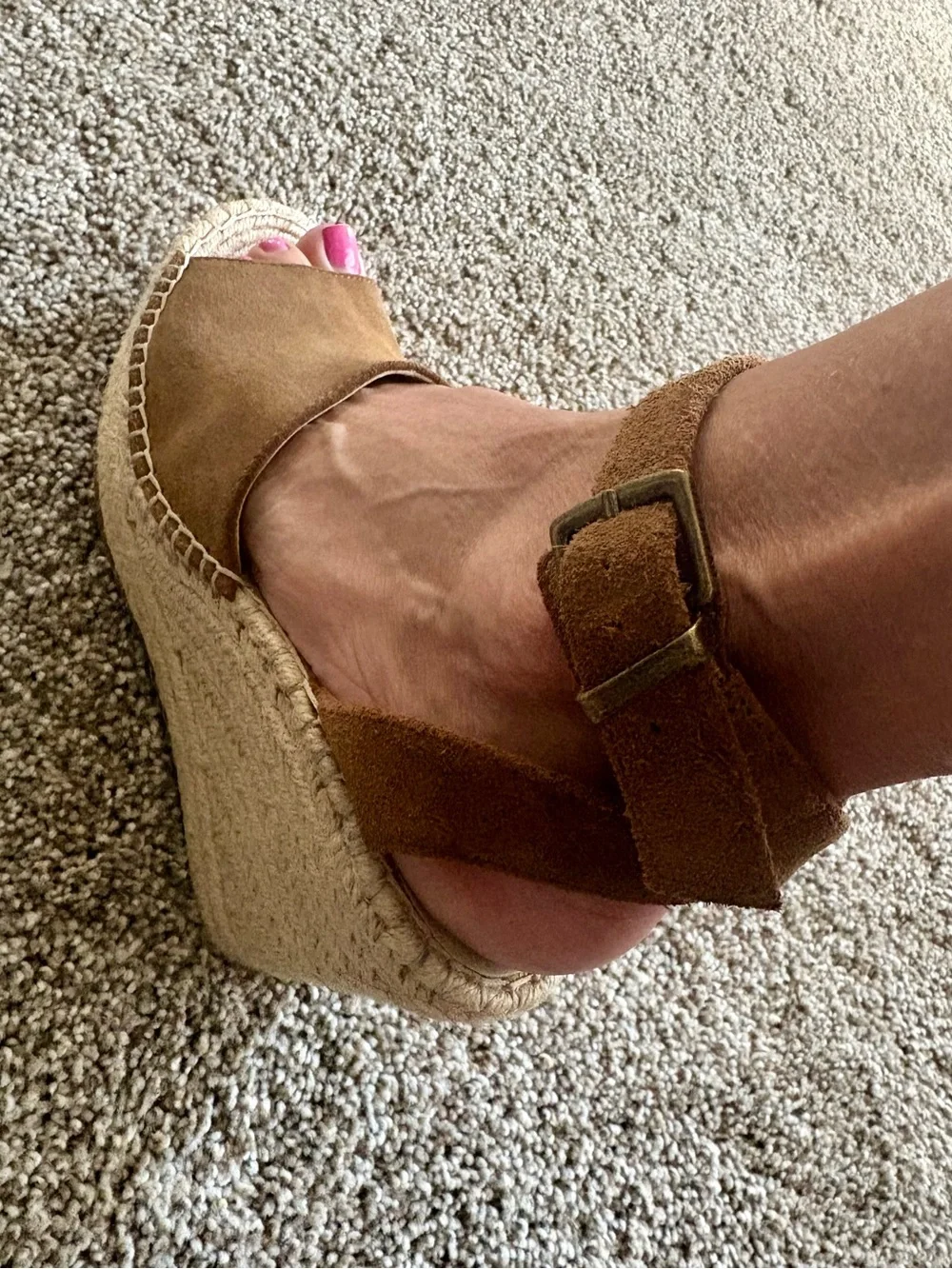 Kenneth Cole Brown Suede Espadrille Wedge Sandals with Ankle Strap